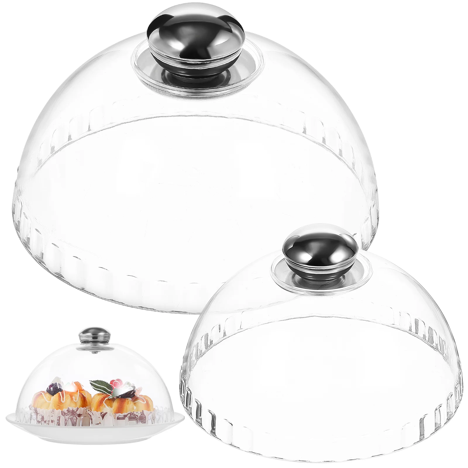 

2 Pcs Dessert Cake Cover Clear Dome Plate Covers Dinner Plates Stand Food Protector Party Buffet Transparent
