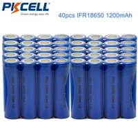 40pcslot pkcell 18650 battery lifepo4 18650 3 2v 1200mah lifepo4 ifr 18650 rechargeable battery batteries baterias wholesale