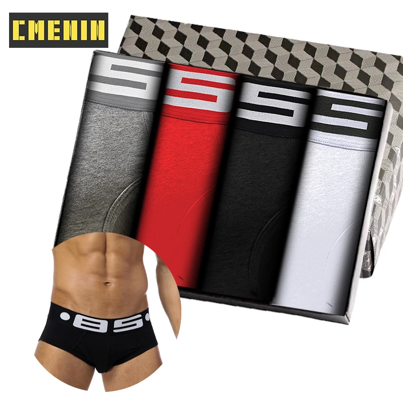 

CMENIN 4Pcs Popular Cotton Sexy Man Underwear Brief Men Underpants Hip Raise Innerwear Gay Panties Jockstrap Men's Briefs