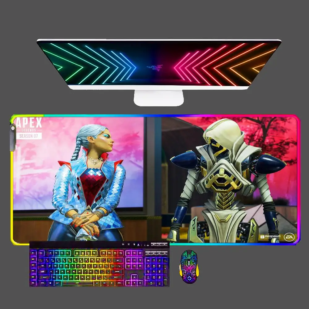 

APEX Legends RGB Large Mouse Pad Game Rubber Backlit Pc Keyboard Laptop Computer Speed LED Desk Mat Gaming Acessories Mousepad