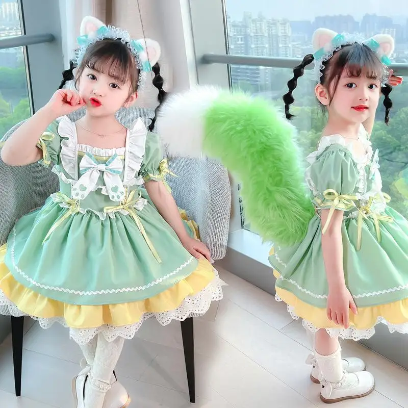 

Платье детское летнее с длинным рукавом и коротким рукавом, с хвостом