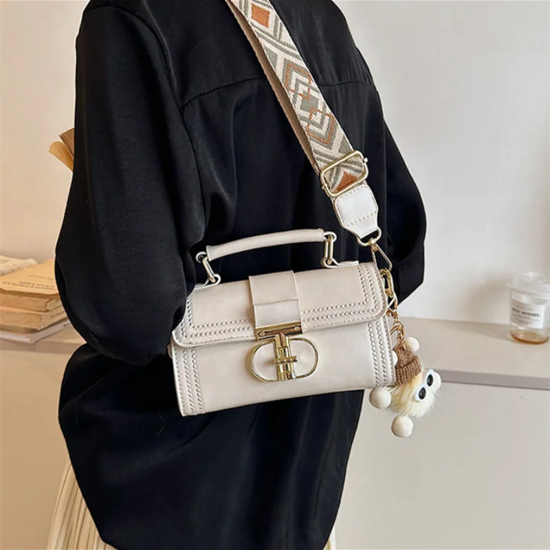 Women's PU Small Travel Underarm Crossbody Hand Bags Sewing Thread Solid Color Wide Shoulder Square Handbags for  сумка  الحقيبة