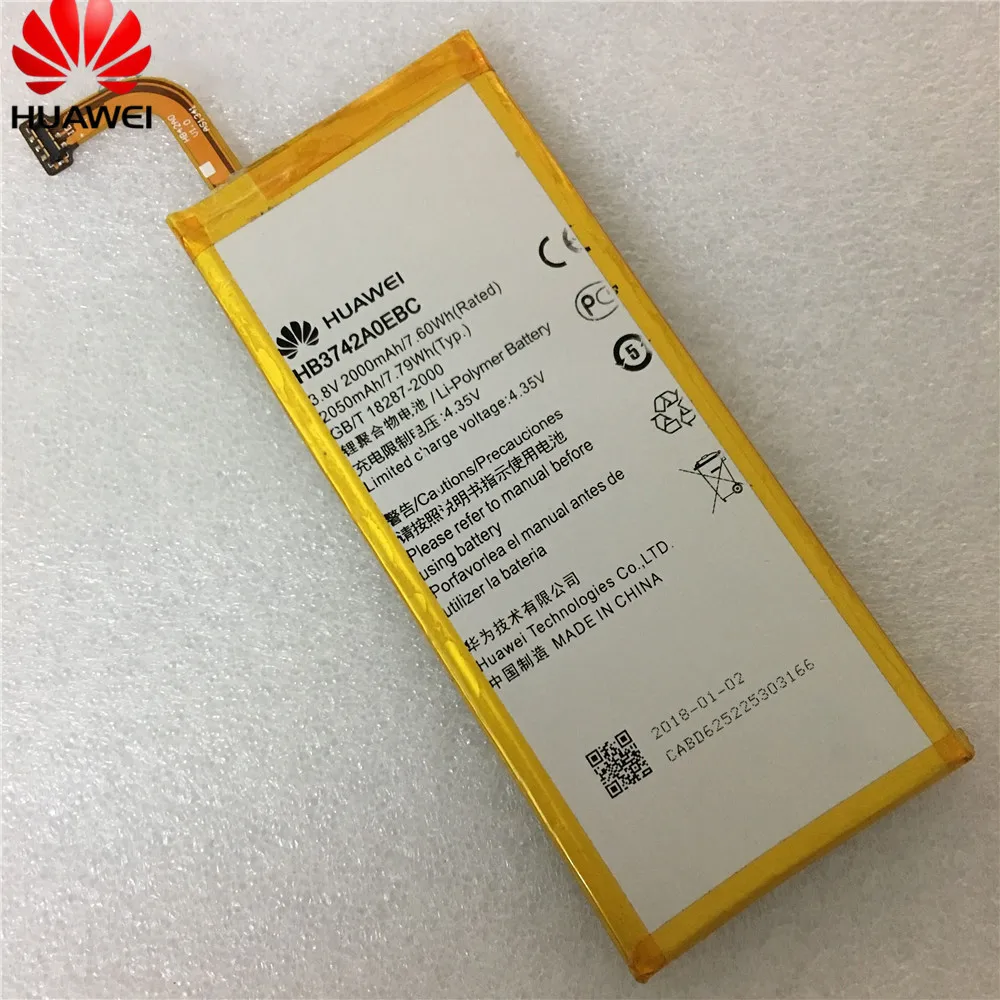 

100% Оригинальный резервный аккумулятор 2000 мАч HB3742A0EBC для Huawei Ascend P6 Smart HB3742A0EBC стандартная батарея