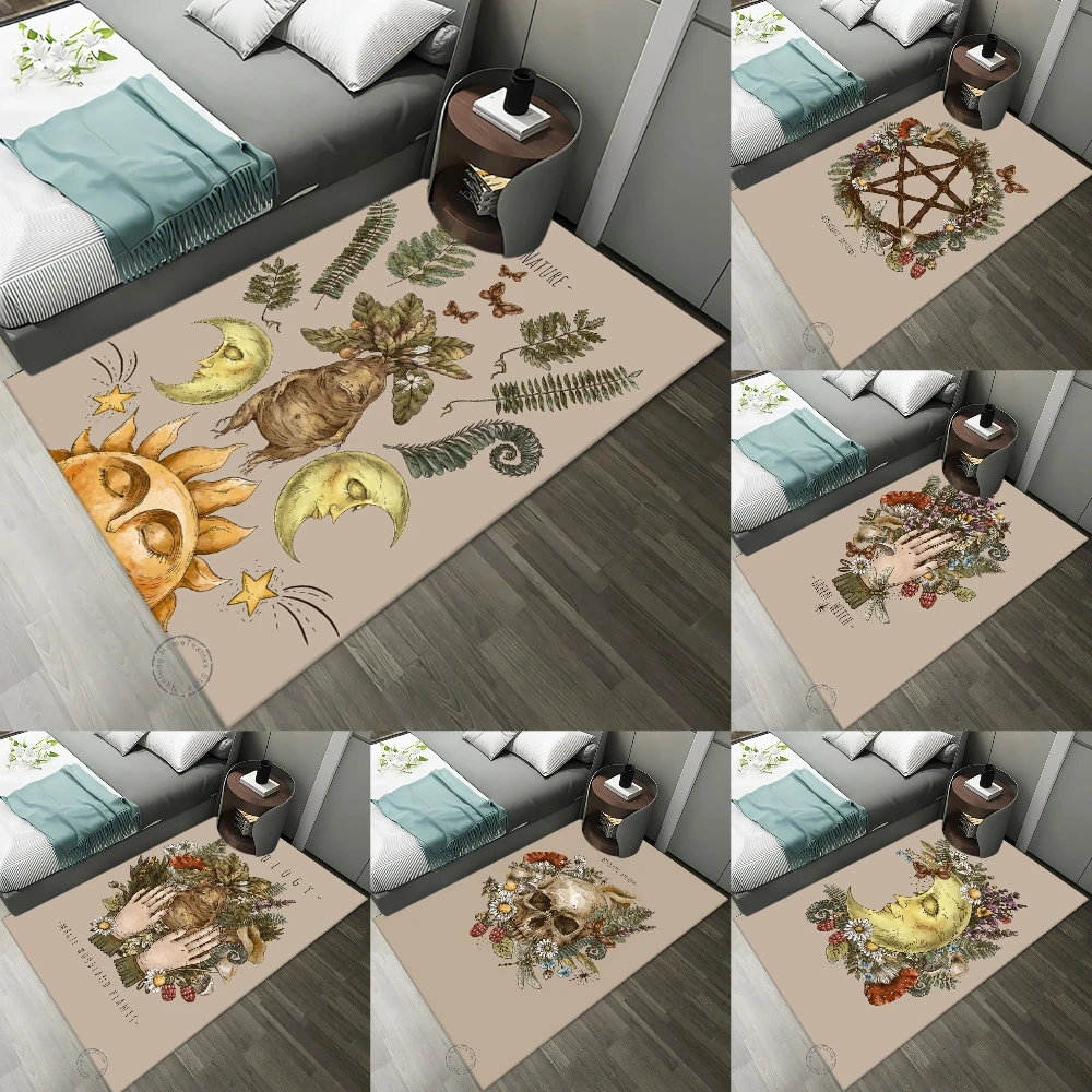 Коврик с рисунком растений для гостиной коврики в стиле бохо декоративный ковер
