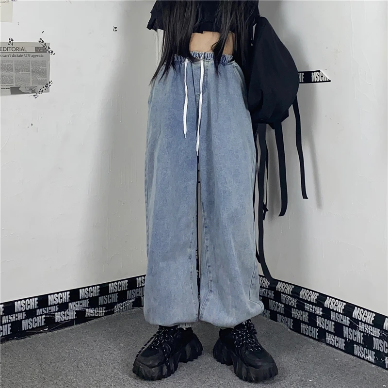 

New Fashion High Street Bunchy Jeans Nine-quarter Casual Loose Sports Hundred Trendy Pants 2022 Autumn Loose High-Waisted Jeans
