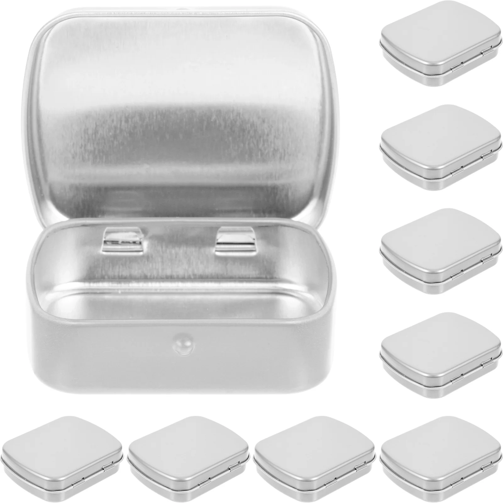 

10 Pcs Tin Box Iron Rectangular Case Sample Mini Hinges Storage Containers Lids Can Travel Small Toolbox