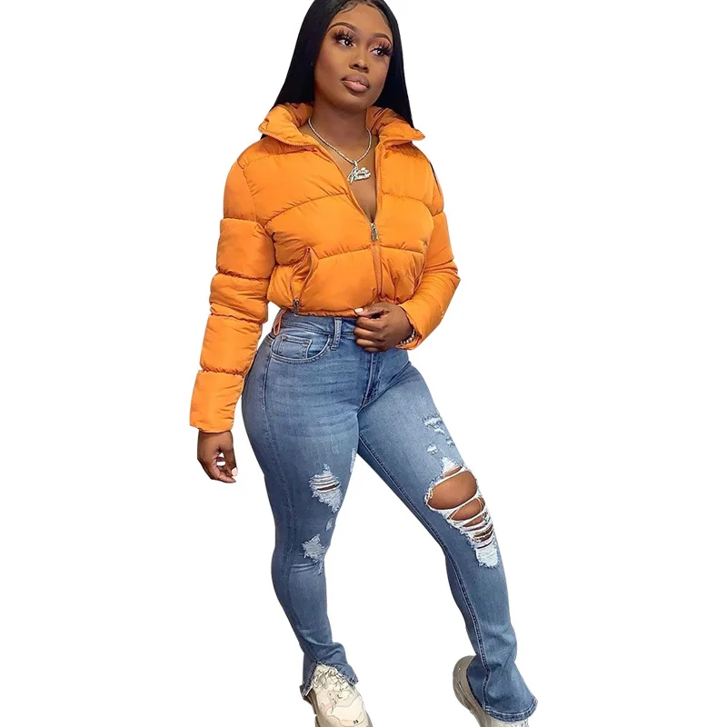 2022 Winter Fashion New Long Sleeve Cardigan Stand Collar Warm Casual Bread Down Jacket Damenjacken Snow Jacket Women
