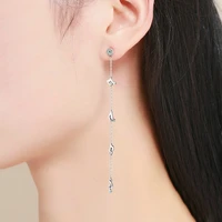 sterling silver long fringed musical note earrings female 925 silver earrings diamond earrings womens earrings silver jewelry
