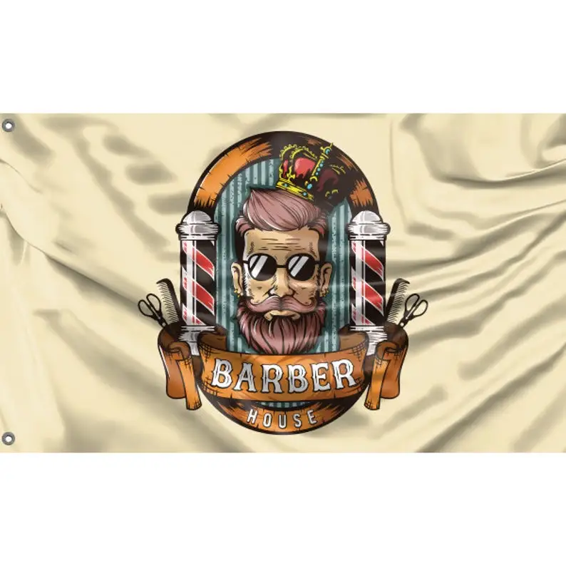 

Barber House Flag | Unique Design Print | Hiqh Quality Materials | Size - 3x5 Ft / 90x150 cm