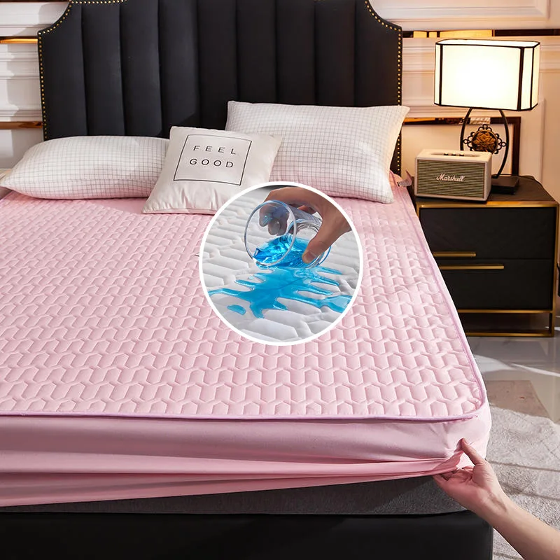 Flat Sheet Double-layer Quilted Bed Sheet Waterproof Flannel Bed Sheet Breathable Thickened Guard Bed Cover for180cmx200cm Bed