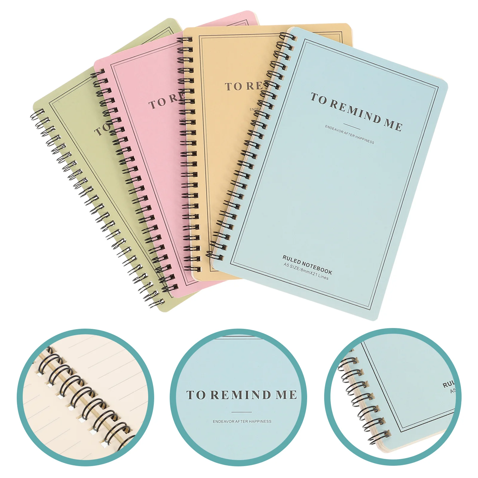 

4 PCS Mini Pocket Notepad Coil Notes Office Stationery Spiral Mini Notebookss Hardcover Small Fresh Notepads Cartoon Work Mini