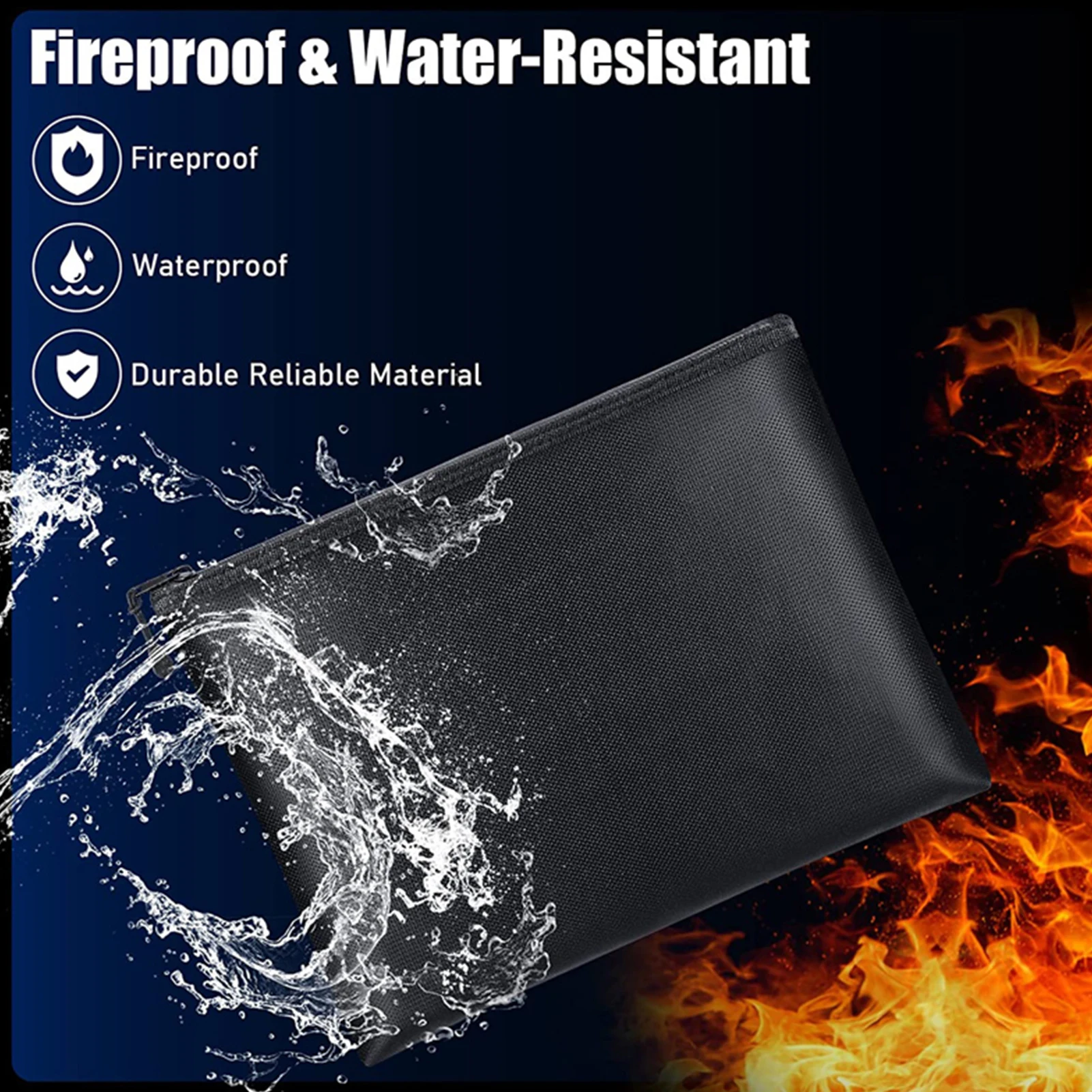 

Fireproof Document Bag Waterproof Fireproof Bag 2000℉ Fire Resistant Zipper Fire Proof Bag for Cash Documents 3 Sizes Optional