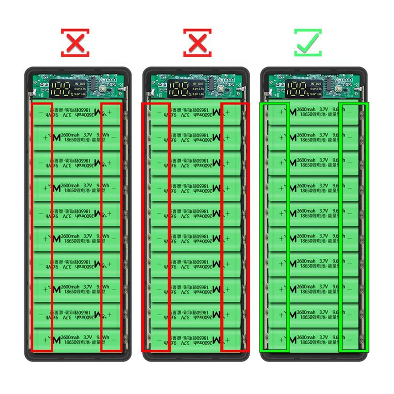 10*18650 быстрая зарядка чехол для внешнего аккумулятора с двумя USB-портами QC 3 0 PD