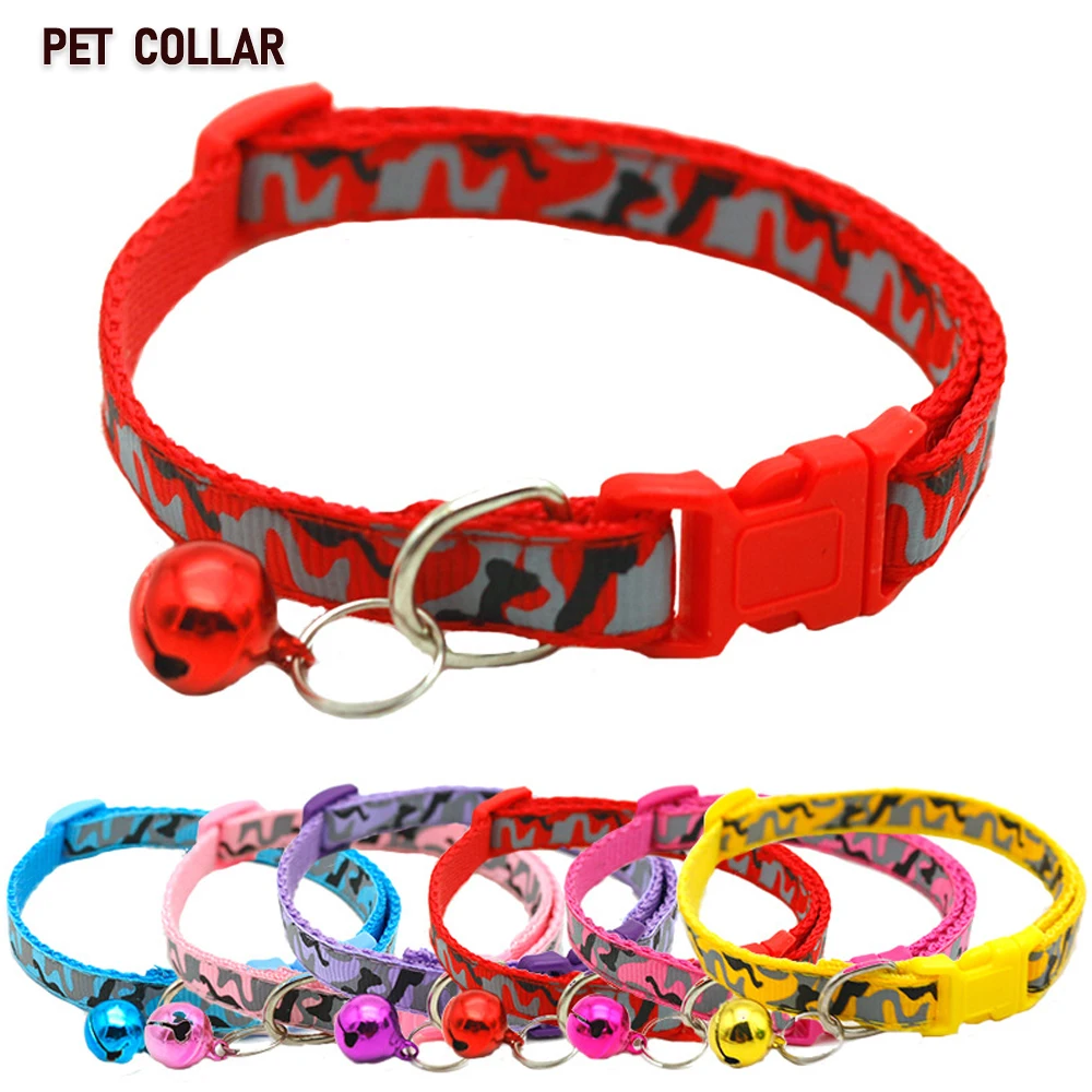 

6 Colours Pets Collars Small Dogs and Cat Collar with Bell Adjustable Camouflage Pattern Puppy Kitten Accessory Pet Supplies Hot