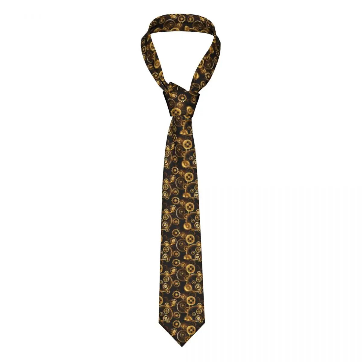 

Retro Steampunk Tie Brass Gears Print Gift For Men Neck Ties Design Blouse 8CM Party Cravat