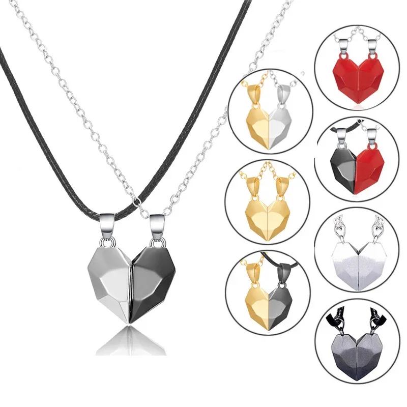 

Fashion Couple Heart Magnetic Necklace Chain Pendant Engagement Necklace Women Couple Jewelry Birthday Party Anniversary Gift