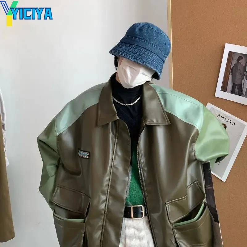 Женская куртка YICIYA из искусственной кожи куртки 2022 куртка-бомбер женские парки