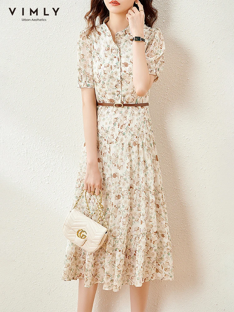 Летние женские платья VIMLY элегантные цветочные офисное женское длинное