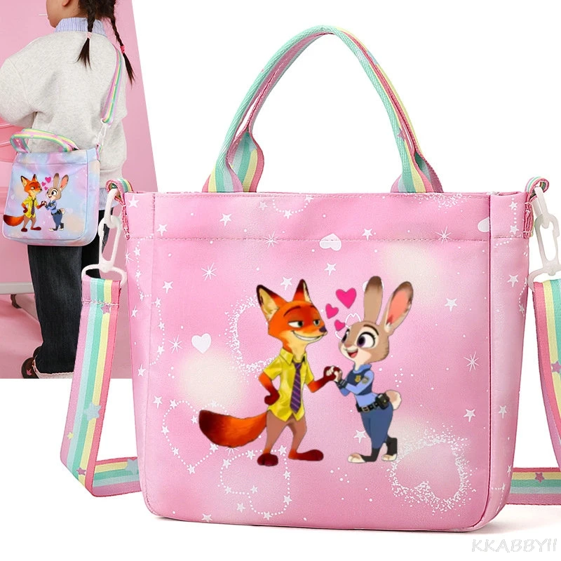 Фото Сумка через плечо Zootopia, мультяшная сумка-тоут, вместительная сумка-кроссбоди, модная портативная холщовая сумка для хранения, подарок №1