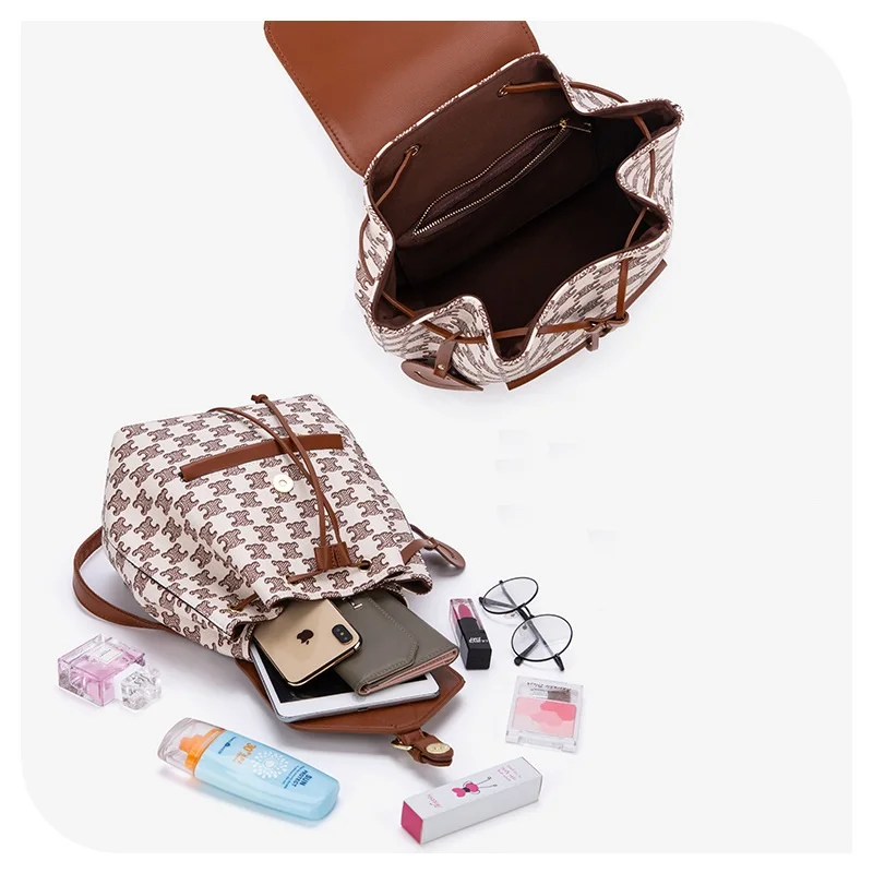 All Match Backpack Women's Niche 2022 Summer New Trendy Drawstring Small Backpack Cross Border Soft Leather Fashion Travel Bag