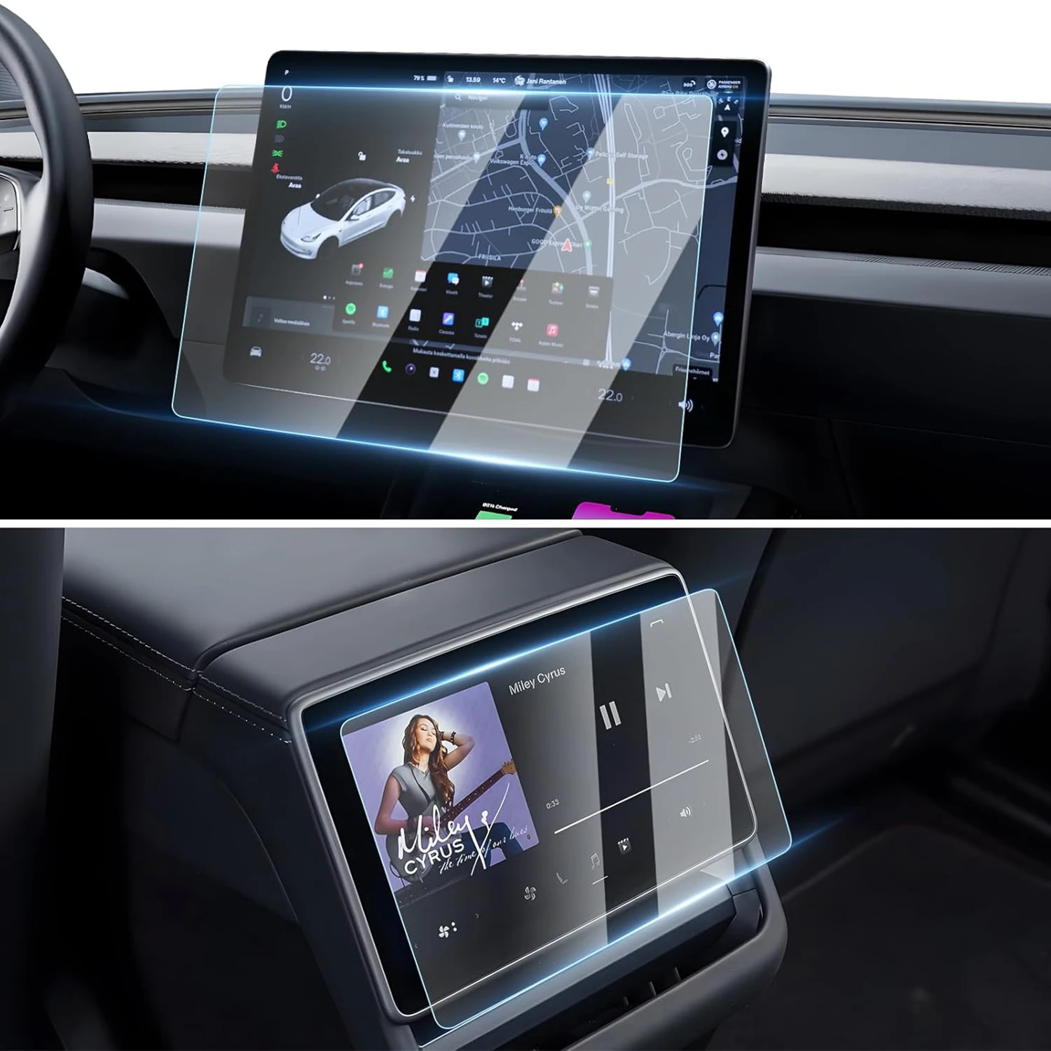 

Антибликовая защитная пленка для Tesla Model 3 Highland/New Model Y Juniper 15,4 дюйма спереди и 8 дюймовзадний сенсорный экран закаленное стекло