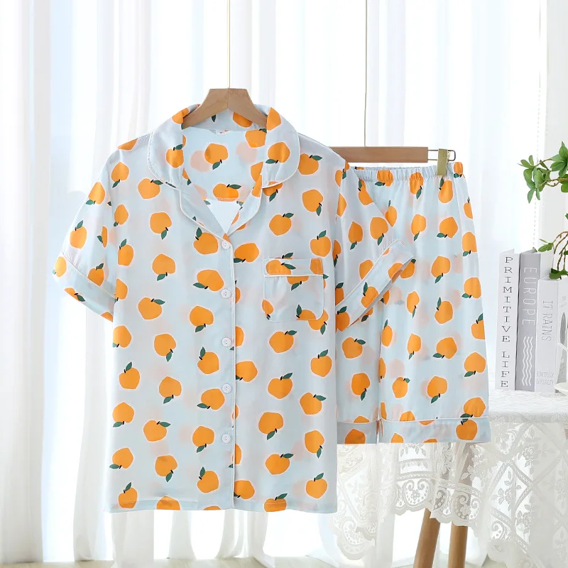 Summer Cotton Silk Pajamas Women Set Thin Japanese Style Can Be Worn Outside Casual and Sweet Ladies Home Service Soft Sleepwear