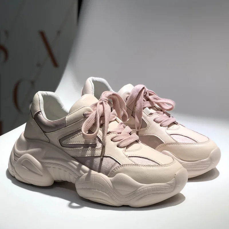 

Match color Korean version leather daddy shoes 2023 spring net celebrity retro lace-up casual shoes sneakers female