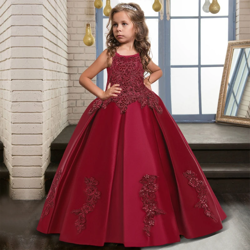 

2022 Teenager Evening Dress For Girls Kids Dresses Children Flower Princess Dress Pageant Girl Party Wedding Dress 8 10 12 Years
