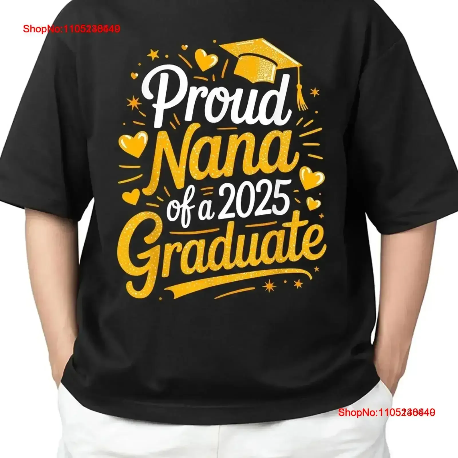 Фото Футболка Proud Nana Of A 2025 Graduate для взрослых S 4XL, винтажная мытая мужская футболка с рисунком, мягкая, стильная, слегка растянутая уличная одежда №1
