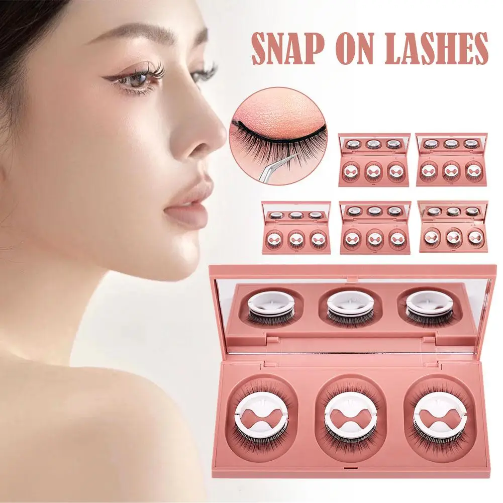 

2024 New 3 Pairs Snap On Lashes Self-adhesive Waterproof False Eyelashes Natural Look For Makeup Easy To Put On Z9I0