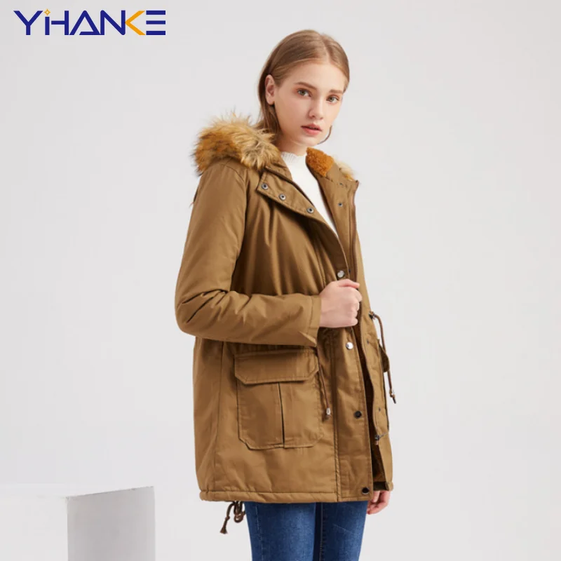 

Warm Winter Jacket Women Women's Fur Collar Coats Jackets for Lady Long Slim Fleece Parka Hoodies Parkas Winter Jacket Women