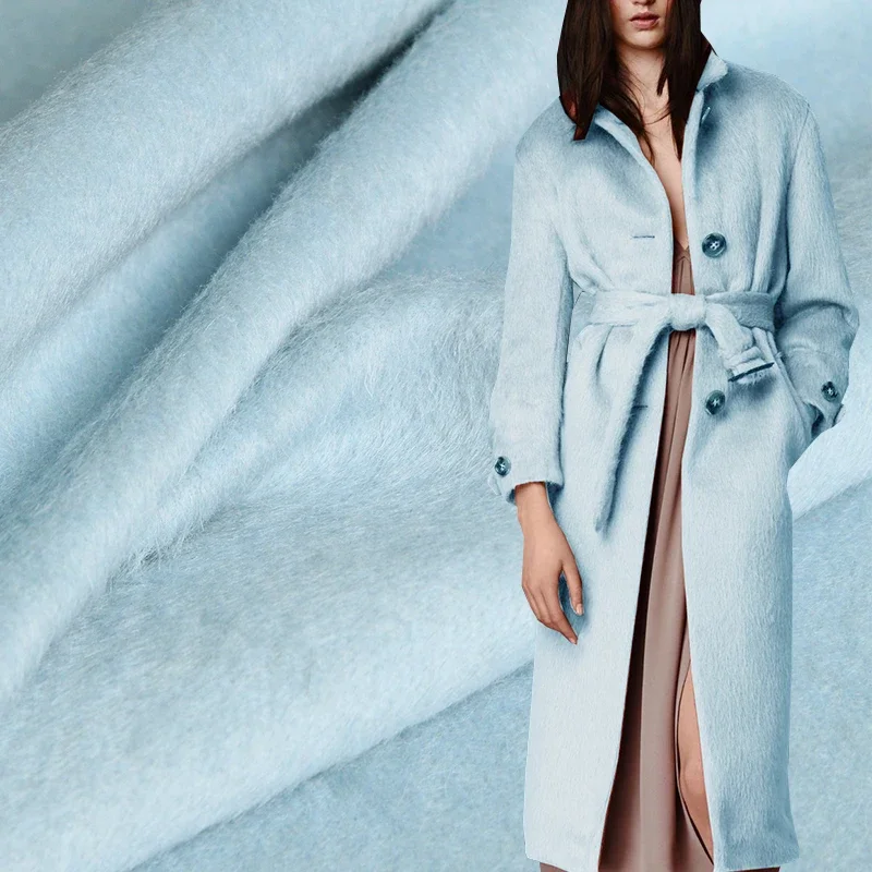 Длинная шерстяная ткань Redraspberry небесно-голубого цвета альпака женская зимняя