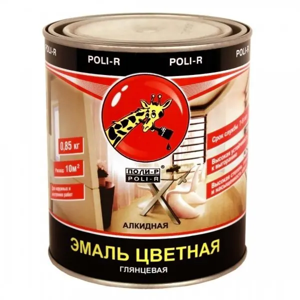 ЭМАЛЬ АЛКИДНАЯ ЦВЕТНАЯ POLI-R  Вишневая высшего качества 0,85л