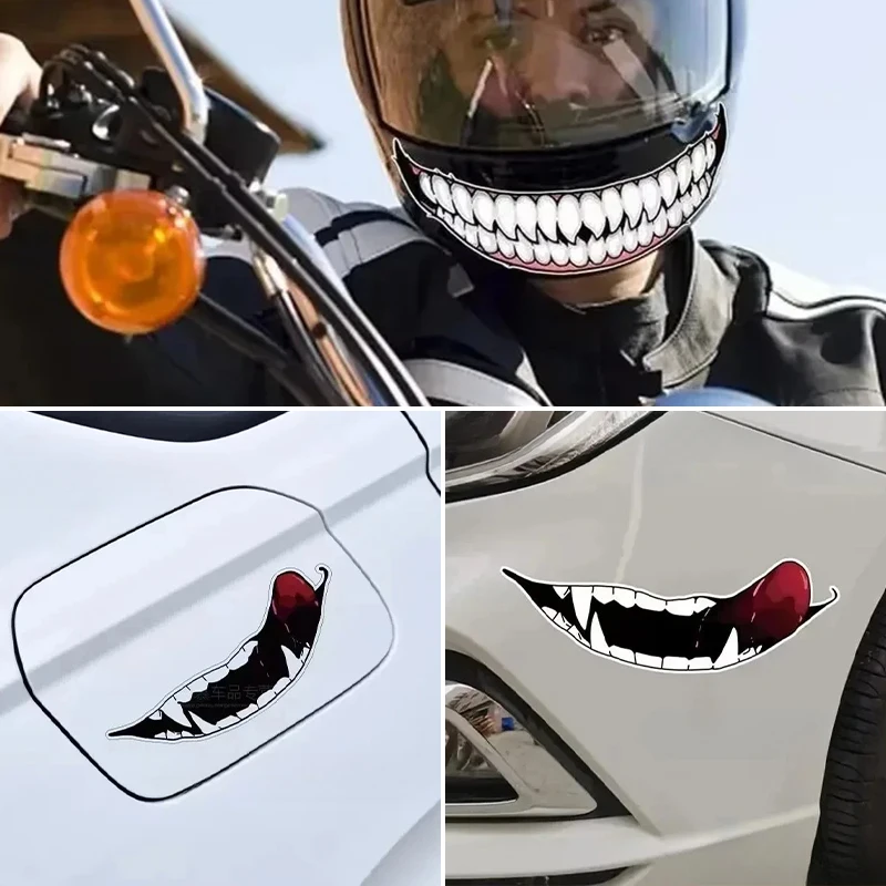 Наклейки на мотошлем с зубами и языком от зла топливная коробка забавное