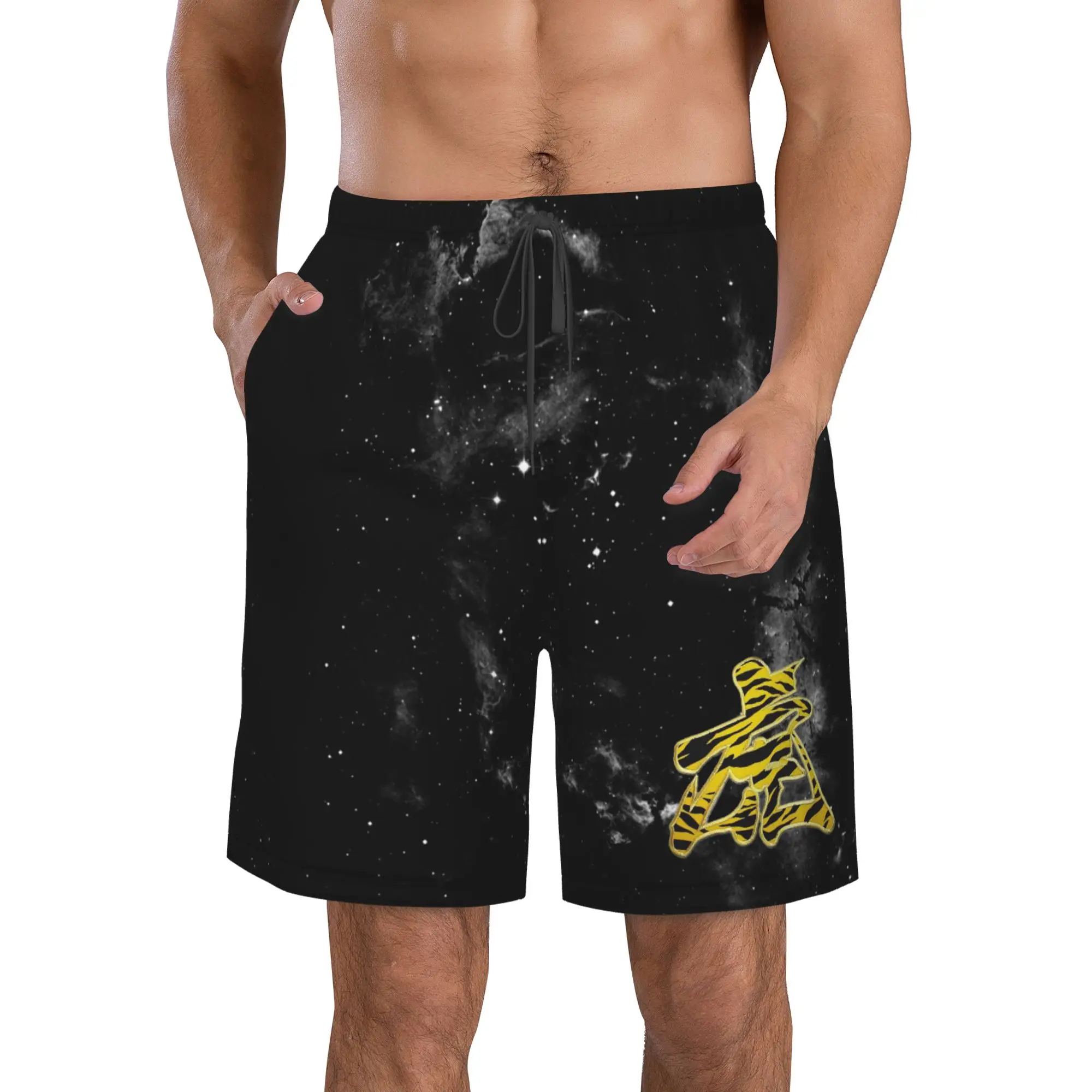 

Hanshin Tigers Swim Trunks Men Quick Dry Swim Shorts Stretch Water Beach Shorts with Compression Liner Zipper Pocket S