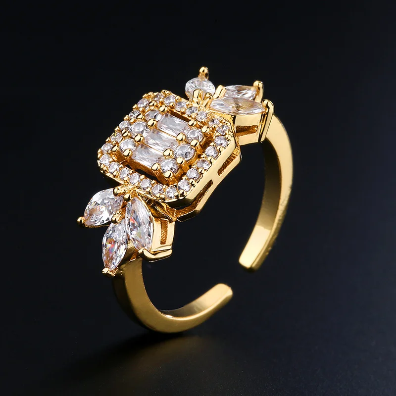 

RAKOL Luxury Geometric White Cubic Zircon Crystal CZ Engagement Finger Rings For Women Wedding DUBAI Bridal Accessories Ring