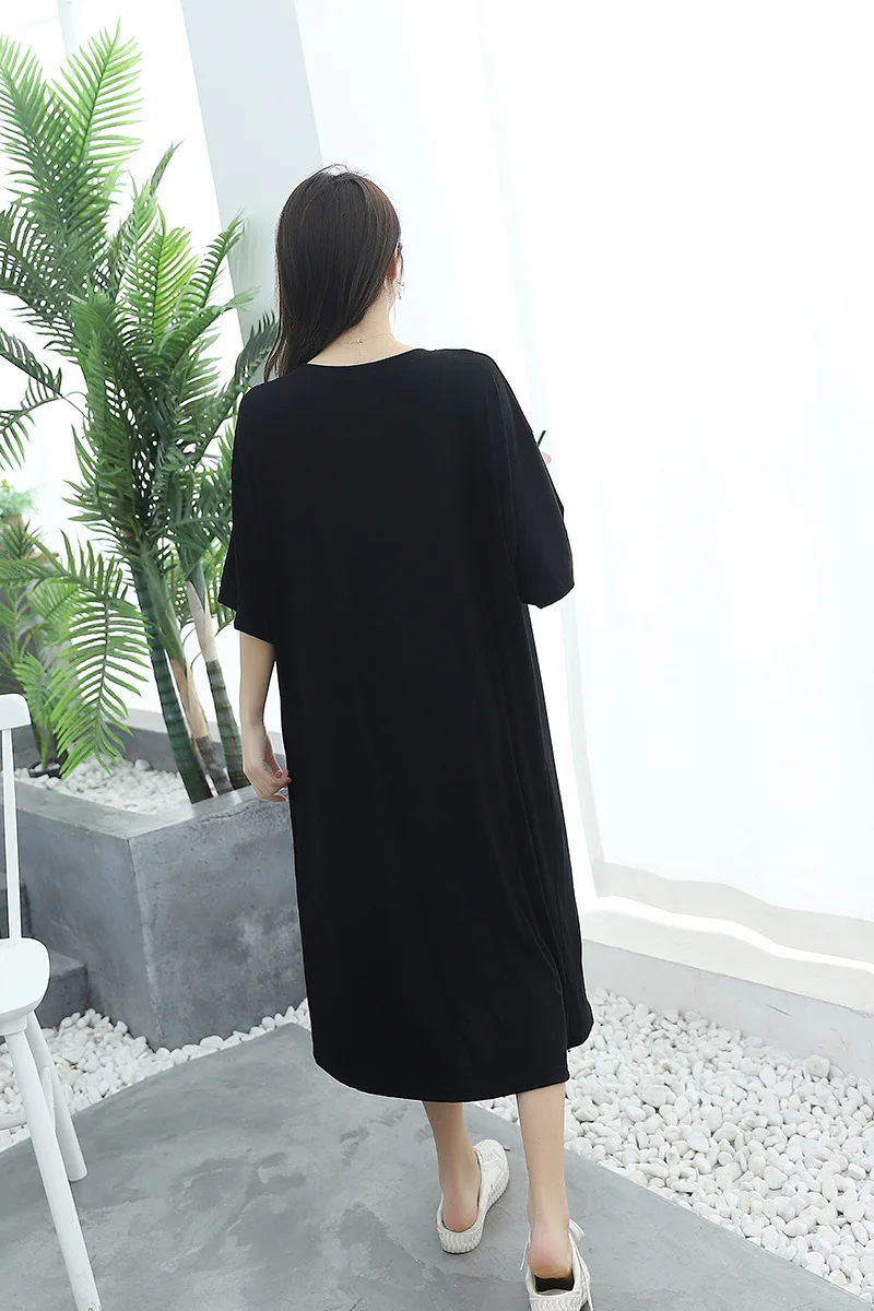 Night Dress Women Sleepwear Plus Size Loose Letter Print Summer Dress Home Wear Casual Half Sleeve Nightdress Round Neck