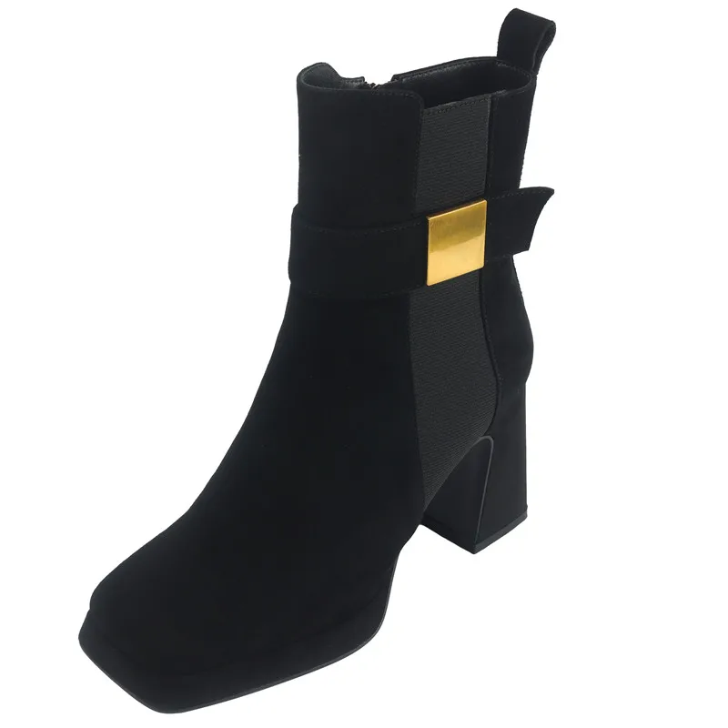 Зимние европейские и американские модные пикантные женские короткие сапоги с