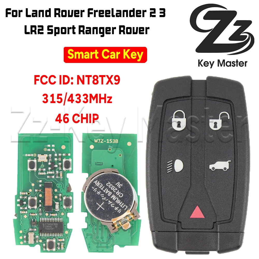 

Zz Key Master Land Rover Smart Card Key NT8TX9 46CHIP 315/433 МГц для Land Rover Freelander 2 3 LR2 Sport Ranger Rover