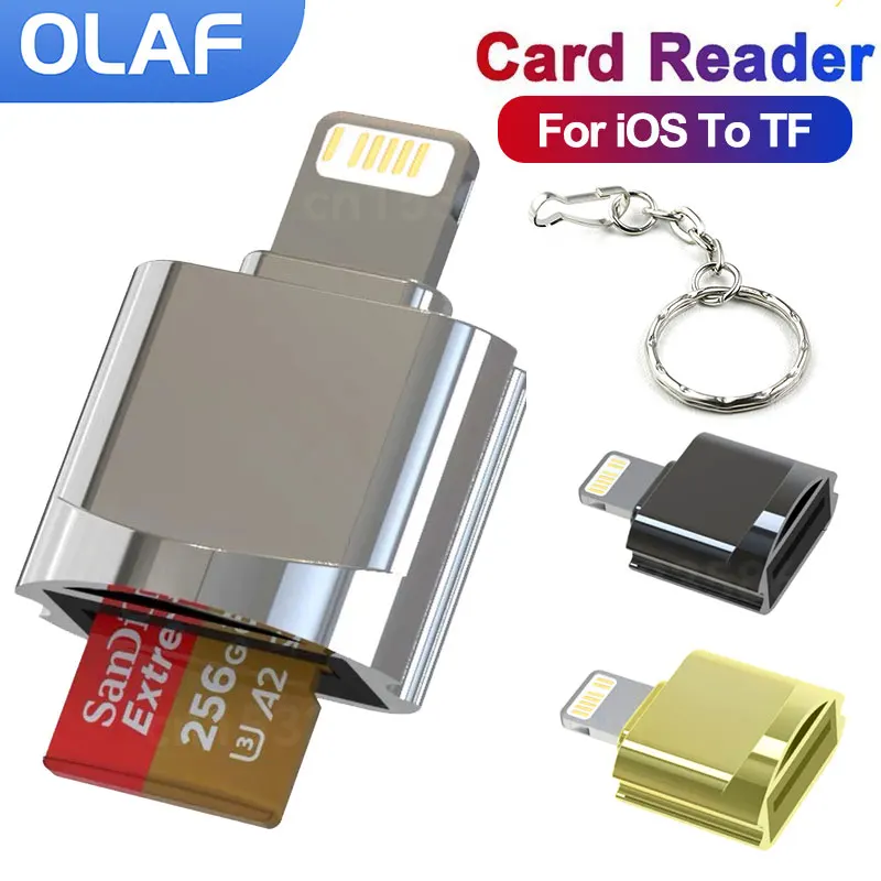 Olaf TF Card Reader Mini Micro-SD Card To Lighting Adapter External OTG Memory Card Reader High Speed For iPhone 14 13 Pro Max