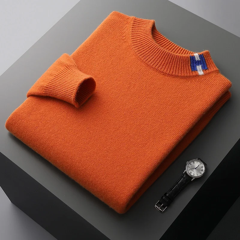 Осенне-зимний новый мужской кашемировый свитер с полувысоким воротником теплая
