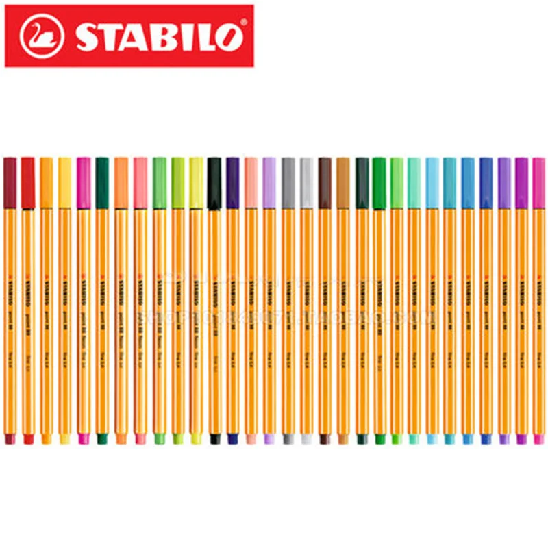 

25pcs/25Colors STABILO 88 Gel Pen Color Hook Pen Student Painting Coloring Graffiti Sketch Color Pen 0.4mm Cute Stationery
