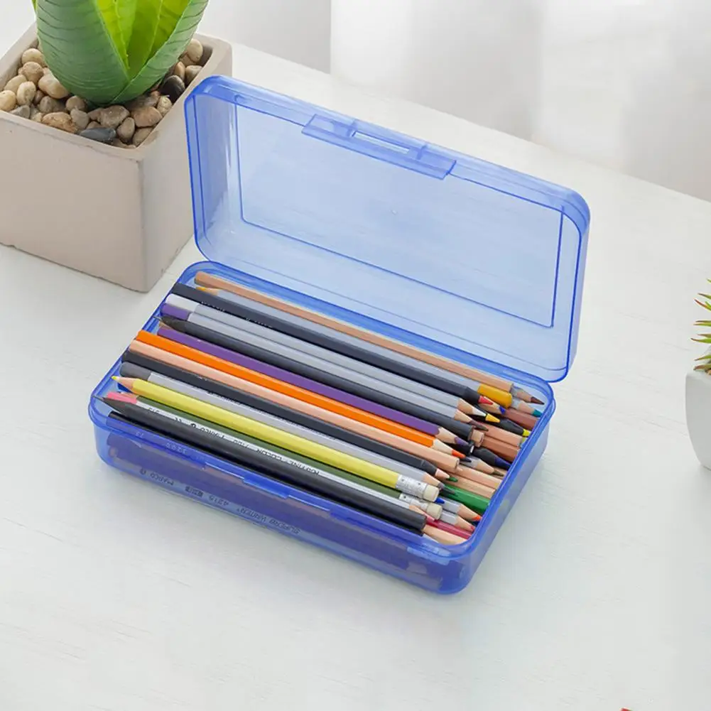 Kids Plastic Pencil Case Candy Color Clear Pen Case Large Capacity Stationery Boxes Transparent Kid Pencil Box School Supplies