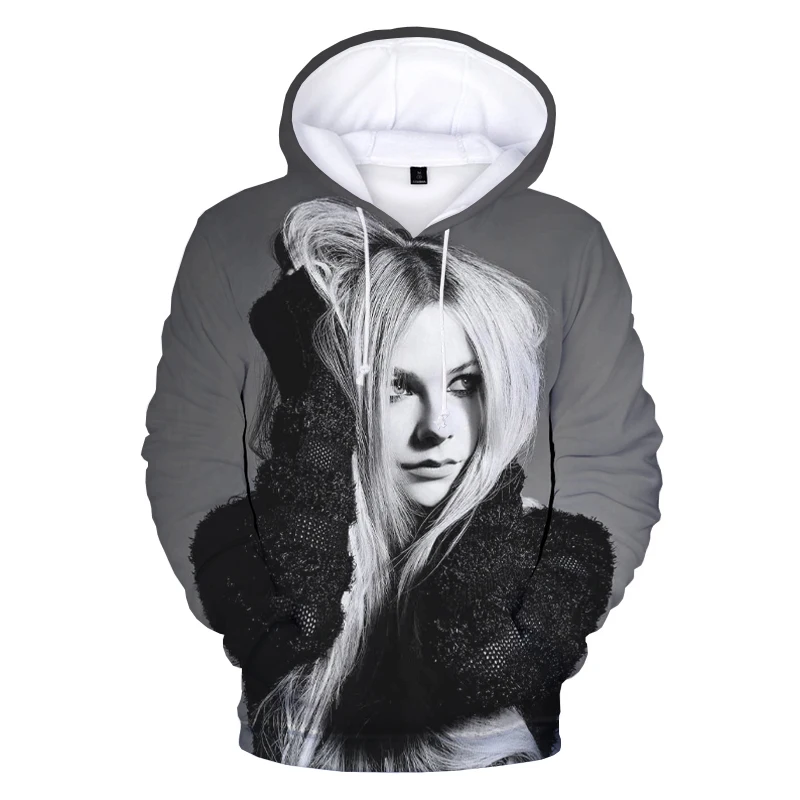 

2022 New American Singer 3D Printed Avril Lavigne Hoodie Women's O-Neck Casual Hoodies Pop Music Long Sleeve Cute Pullover