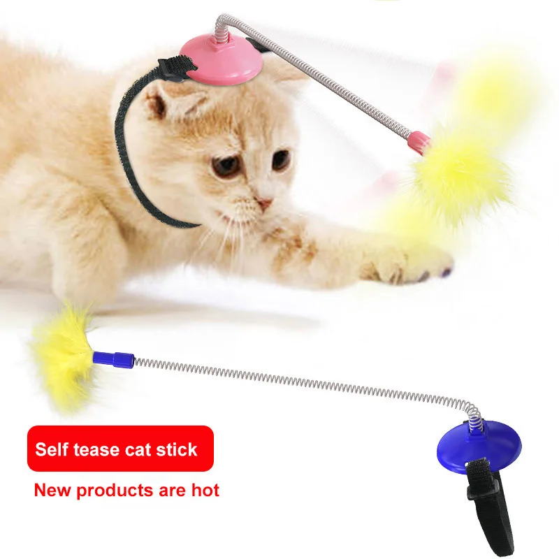 

Cat Toy Pet Toy Self-excited Collar Neck Chasing Toys for Cats Spring Feet With Tap Tease Cat Stick Pet Products Cat Accessories