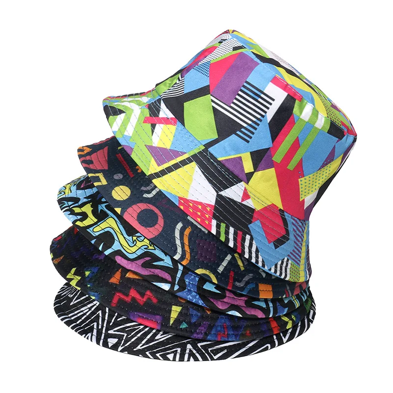 

1x Unisex Summer Reversible Double-sided Print Bucket Hat for Women Men Outdoor Foldable Bob Fisherman Hat Girls Panama Sun Hat