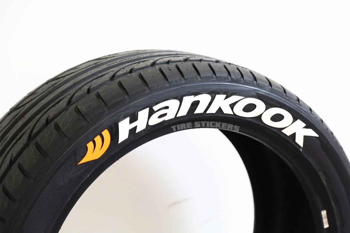 

For 1Set/4Pcs for Car Tire Wheel Sticker Stickers Hankook with Orange Logo Lettering Height 1",1.25",1.5",2"inch