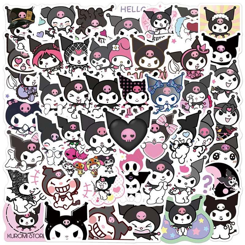 

50 Pcs Sanrioed Kawaii Anime Kuromi Sticker Pvc Waterproof Graffiti Paster Apply To Travel Case Laptop Fridge Kid Toys Gift