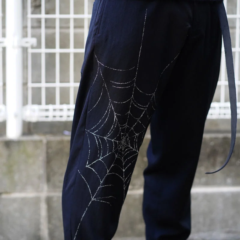 

Yohji Spider Web Printing Fallow Trousers Dark Straight Tube Harun Pants For Men Wome