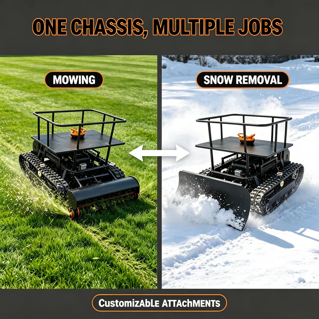 Фото Газонокосилка с дистанционным управлением Custom Remote Control Lawn Mower 55 °   Электрический кусторез для работы на склонах с регулировкой высоты и шириной среза 800 мм №4